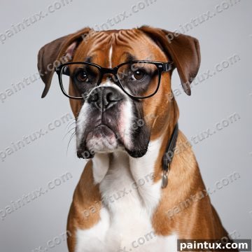 Ein Boxer Hunderasse  mit Brille