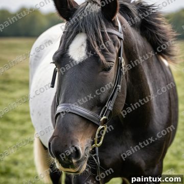 einen schwarzen Friesen Pferd, weisser H