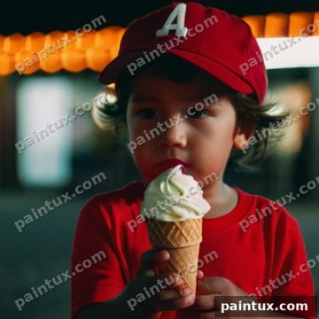 ein kleines Kind mit einem Eislutscher u