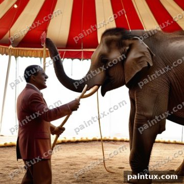 zirkus manege. ein elefant wird dresiert