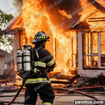 Eineen Feuerwehrmann im Einsatz der eine