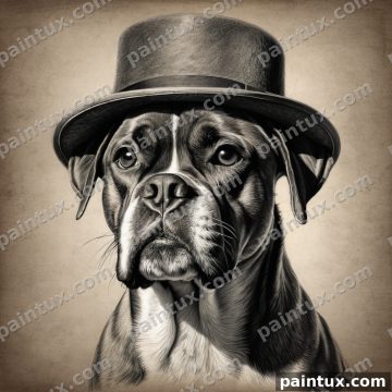 ein Boxer mit Zylinder Hut