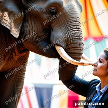 zirkus manege. ein elefant wird dresiert
