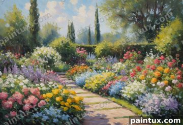 impressionist painting of a blooming gar