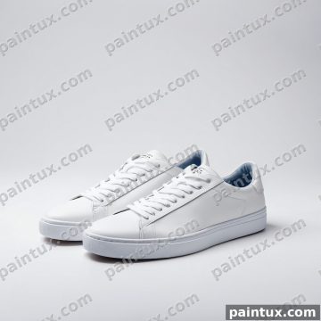clean white sneakers on a minimal backgr