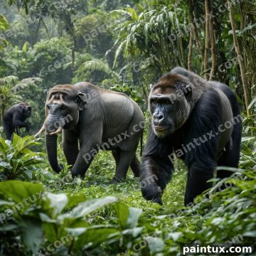 Grosse Tiere  Schimpansen, Gorilla, Pfau